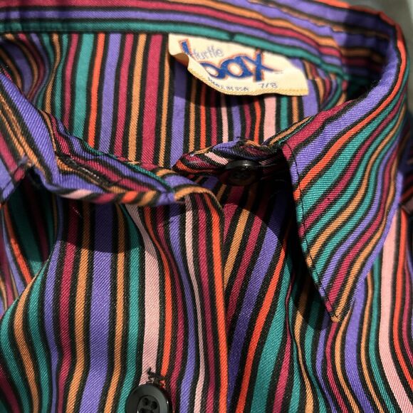 Vintage Turtle Bax 1970s Button Up Blouse Women 7/8 USA Made Striped Lightweight - Picture 3 of 9